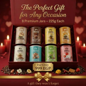 مجموعة قهوة "دبونو": 8 برطمانات فاخرة بالنكهات - 225 جرام لكل منها | مجموعة الهدايا الأقوى.